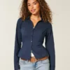 Stretch Poplin Button-Through Shirt