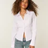 Stretch Poplin Button-Through Shirt