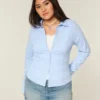 Stretch Poplin Button-Through Shirt