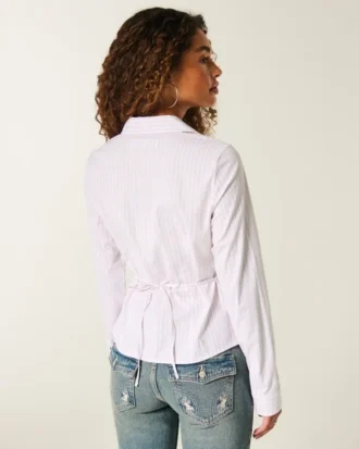 Stretch Poplin Button-Through Shirt