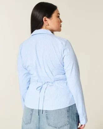 Stretch Poplin Button-Through Shirt