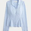 Stretch Poplin Button-Through Shirt