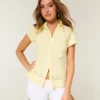 Stretch Poplin Embroidered Short-Sleeve Shirt