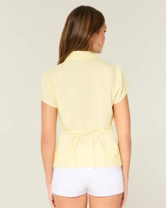 Stretch Poplin Embroidered Short-Sleeve Shirt