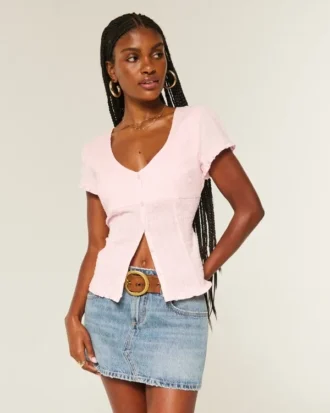 Stretch Poplin Textured Short-Sleeve Shirt