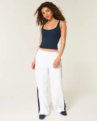Striped Baggy Pull-On Pants