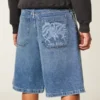 Super Baggy Eagle Graphic Denim Shorts
