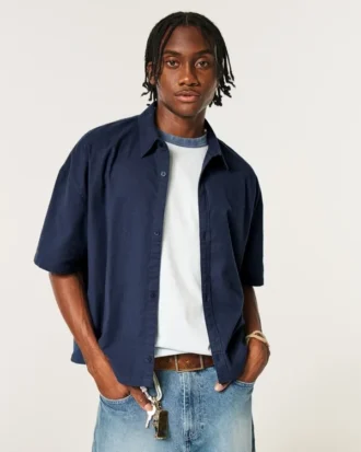 Super Boxy Short-Sleeve Oxford Shirt