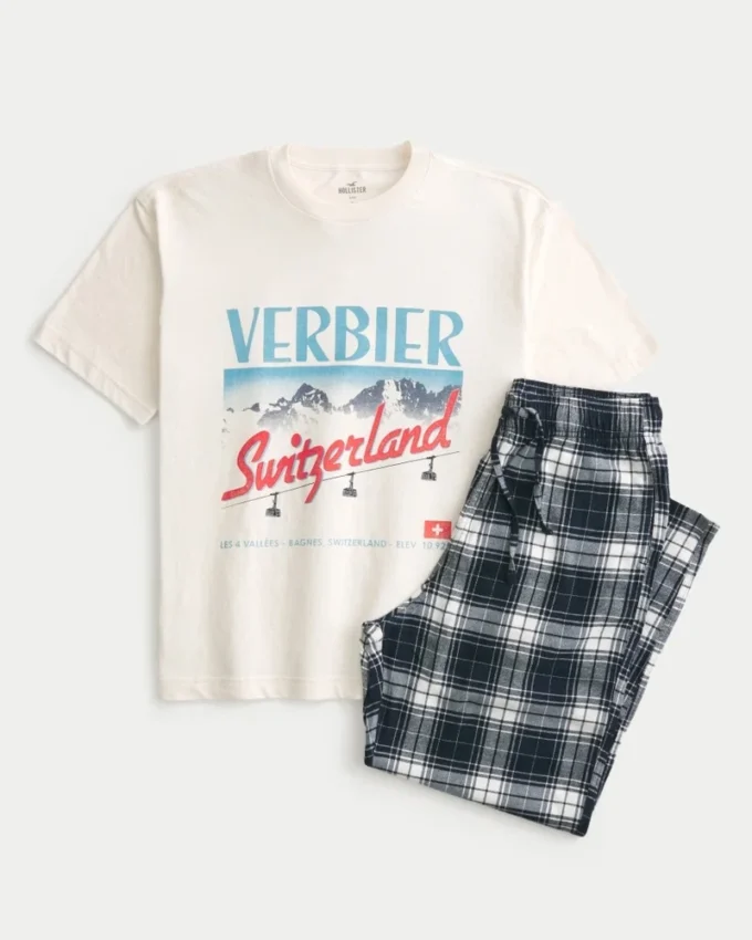 Switzerland Graphic Tee & Flannel Pajama Pants Set