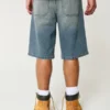 Taz Graphic Medium Wash Super Baggy Denim Shorts