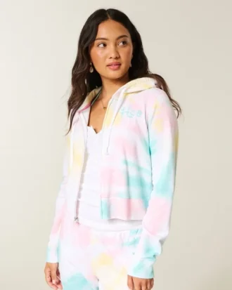 Terry Logo Graphic Wash Effect Zip-Up Hoodie Terry Logo Graphic Wash Effect Zip-Up Hoodie