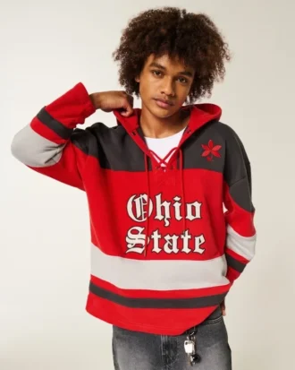 The Ohio State University Buckeyes Graphic Hockey Jersey Hoodie