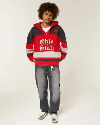 The Ohio State University Buckeyes Graphic Hockey Jersey Hoodie