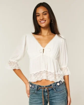 Three-Quarter Sleeve Babydoll Top