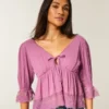 Three-Quarter Sleeve Babydoll Top Three-Quarter Sleeve Babydoll Top
