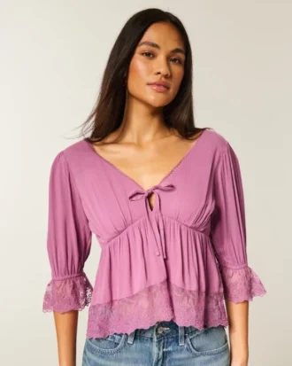 Three-Quarter Sleeve Babydoll Top