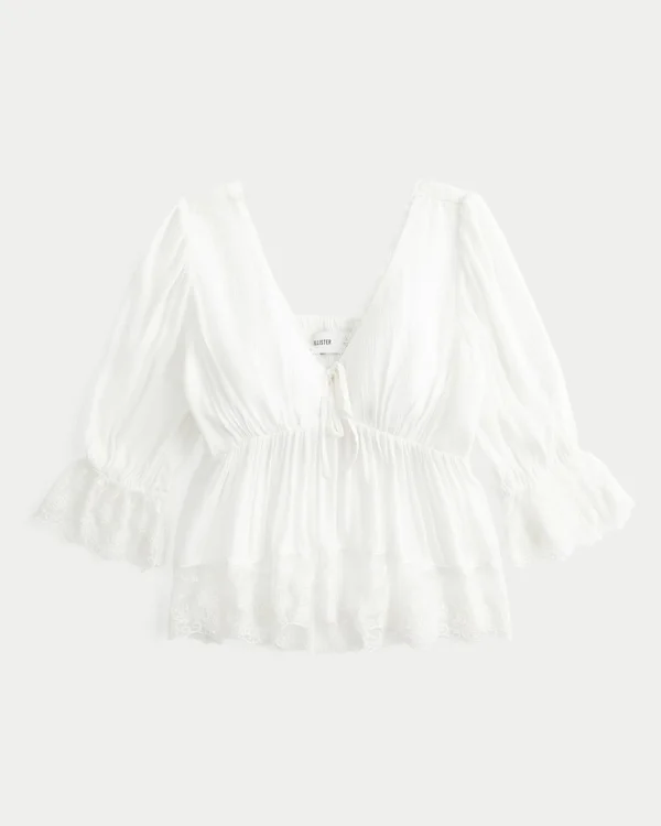 Three-Quarter Sleeve Babydoll Top Three-Quarter Sleeve Babydoll Top