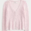Three-Quarter Sleeve Crochet-Style Cardigan