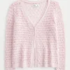 Three-Quarter Sleeve Crochet-Style Cardigan