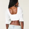 Three-Quarter Sleeve Mini Crop Top Three-Quarter Sleeve Mini Crop Top
