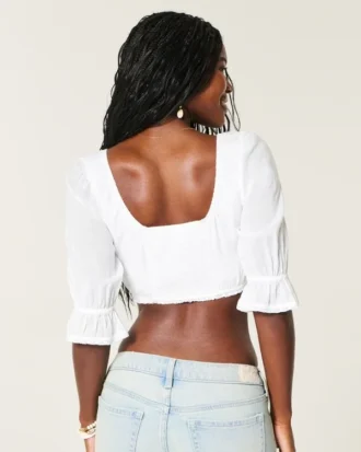 Three-Quarter Sleeve Mini Crop Top Three-Quarter Sleeve Mini Crop Top