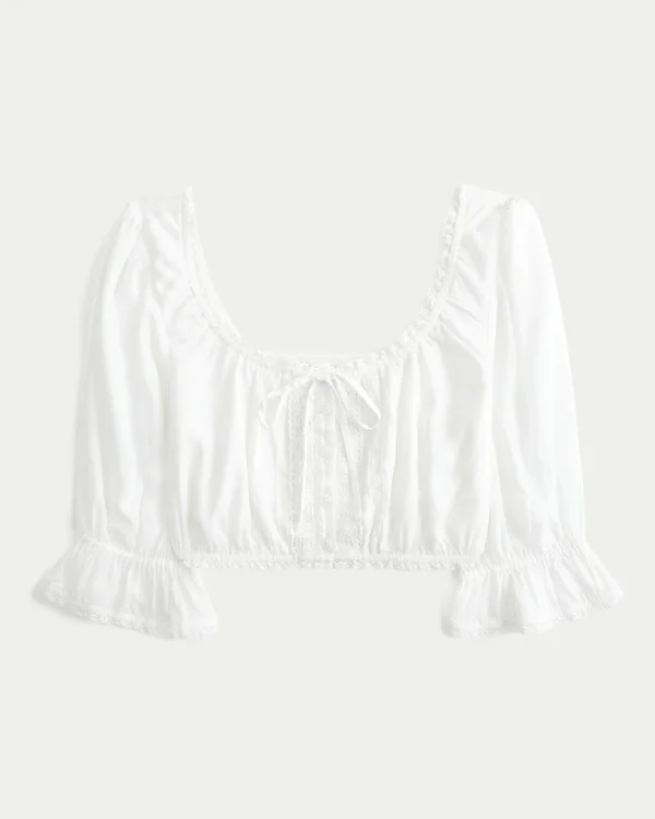 Three-Quarter Sleeve Mini Crop Top Three-Quarter Sleeve Mini Crop Top