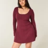 Tie Back Babydoll Sweater Mini Dress