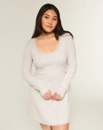 Tie Back Babydoll Sweater Mini Dress Tie Back Babydoll Sweater Mini Dress