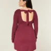 Tie Back Babydoll Sweater Mini Dress