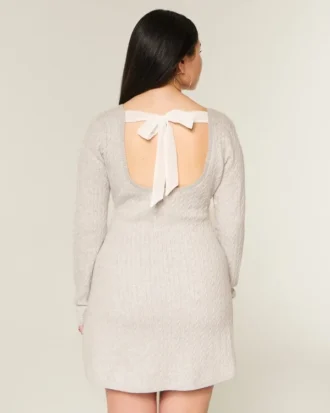 Tie Back Babydoll Sweater Mini Dress Tie Back Babydoll Sweater Mini Dress