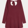 Tie Back Babydoll Sweater Mini Dress
