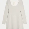 Tie Back Babydoll Sweater Mini Dress