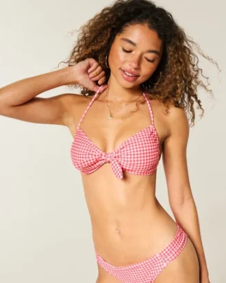 Tie-Front Halter Bandeau Bikini Top
