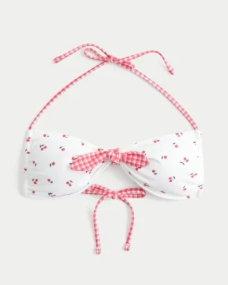 Tie-Front Halter Bandeau Bikini Top