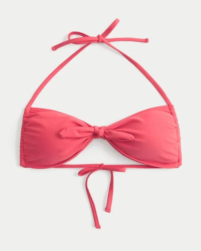 Tie-Front Halter Bandeau Bikini Top