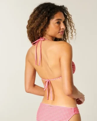 Tie-Front Halter Bandeau Bikini Top