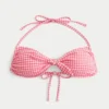 Tie-Front Halter Bandeau Bikini Top