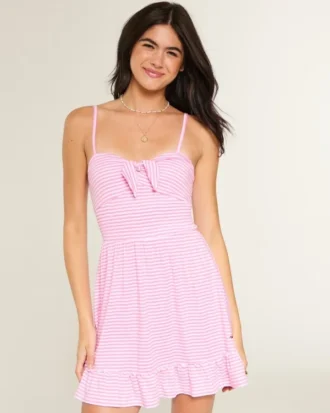 Tie Front Knit Mini Dress Tie Front Knit Mini Dress