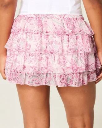 Tiered Chiffon Mini Skort