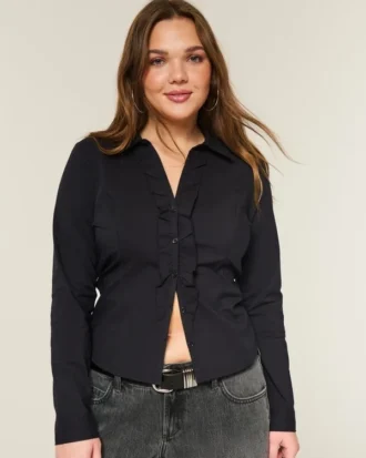 Tuxedo-Style Stretch Poplin Shirt