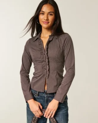 Tuxedo-Style Stretch Poplin Shirt