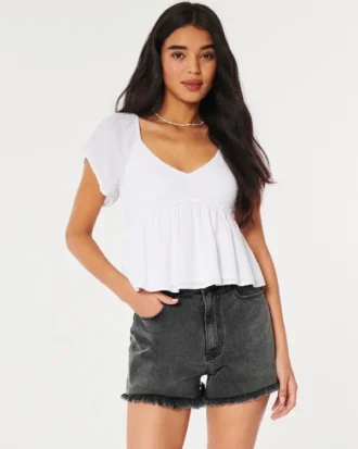 Ultra High-Rise Faded Black Denim Mom Shorts