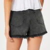 Ultra High-Rise Faded Black Denim Mom Shorts