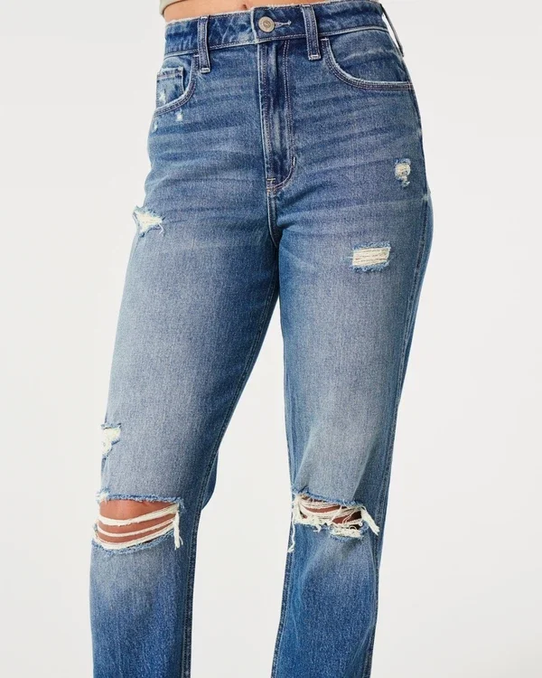Ultra High-Rise Ripped Medium Wash Mom Jeans Ultra High-Rise Ripped Medium Wash Mom Jeans
