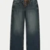 Ultra Low-Rise Dark Wash Lace-Up Baggy Jeans Ultra Low-Rise Dark Wash Lace-Up Baggy Jeans