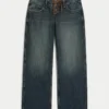 Ultra Low-Rise Dark Wash Lace-Up Baggy Jeans Ultra Low-Rise Dark Wash Lace-Up Baggy Jeans