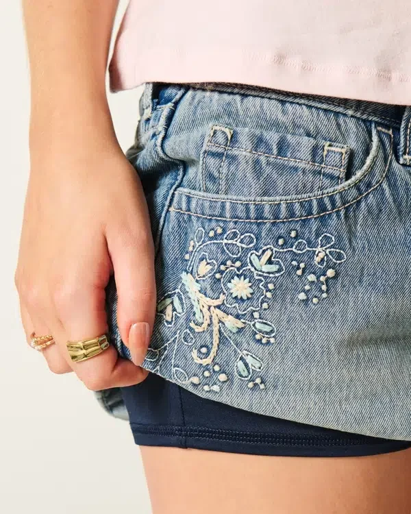 Ultra Low-Rise Denim Micro Mini Skort Ultra Low-Rise Denim Micro Mini Skort