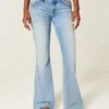 Ultra Low-Rise Distressed Light Wash Sequin Flare Jeans Ultra Low-Rise Distressed Light Wash Sequin Flare Jeans