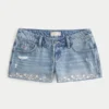 Ultra Low-Rise Embroidered Denim Mini Shorts Ultra Low-Rise Embroidered Denim Mini Shorts