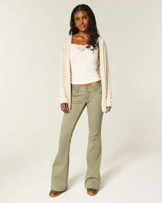 Ultra Low-Rise Embroidered Waist Flare Pants